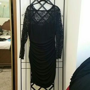 Elegant side-rushed little black dress
